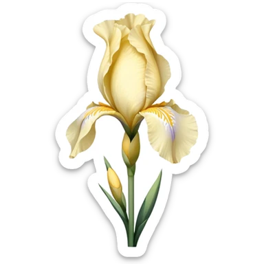 single Cream Iris, straight stem sticker