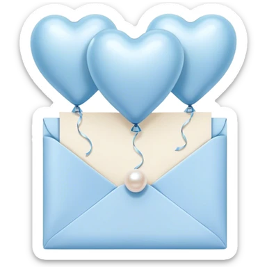 navy love letter in pastel blue and perl heart-shaped balloons sticker