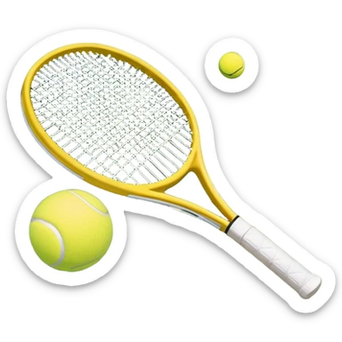 A tennis racket and ball on a grass or hardcourt surface, symbolizing the sport. The racket has a sleek design with tightly strung strings, while the bright tennis ball rests nearby, capturing the essence of precision, agility, and competition. sticker