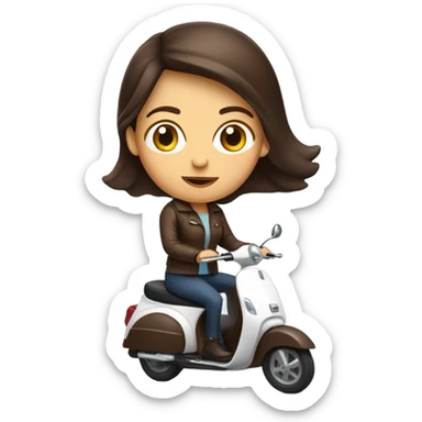 Blue eyes woman with chocolate hair on scooter sticker