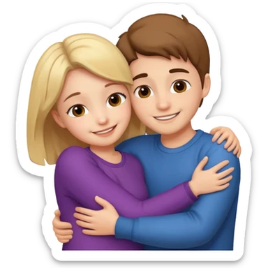 Boy and girl hugging each other in love sticker