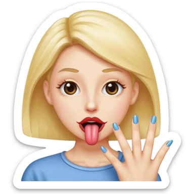 Tongue sticking out with nails  sticker