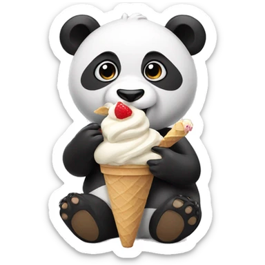 Panda eating ice cream sticker