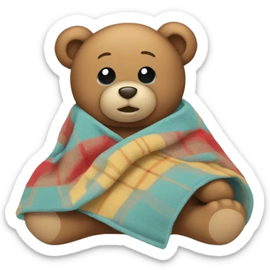 teddy bear with blanket sticker