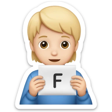 make the kid hold a paper that says F sticker
