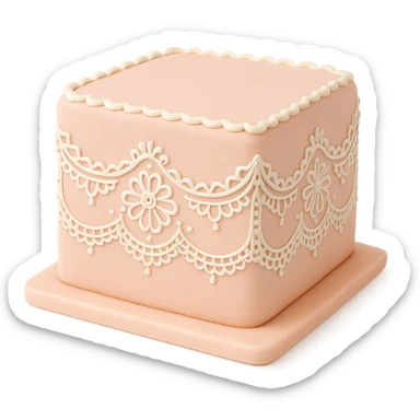 square fondant cake with lace piping sticker