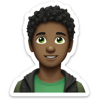 Percy Jackson in the Lightning Theif who is a boy with green and blue eyes, ADHD, black hair sticker