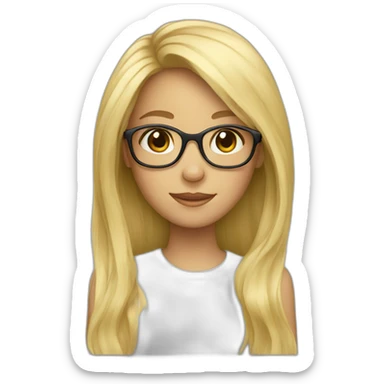 blond girl with glasses and long hair sticker