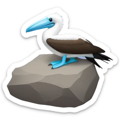 blue footed booby sleeping on a rock sticker