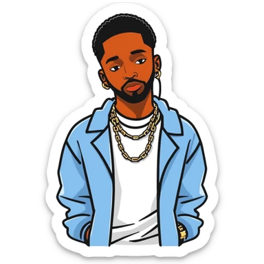Brent Faiyaz R&B singer with chains and stylish outfit sticker