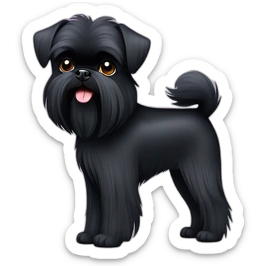 This Affenpinscher is a freshly groomed, black dog with a closely cropped coat. It's neatly trimmed all over and exudes a sleek, polished appearance. sticker