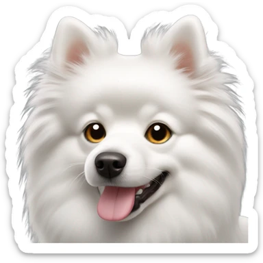 white and fluffy german spitz dog sticker