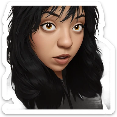 girl with black hair posing sticker