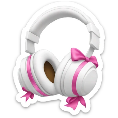 White headphones with pink bow sticker