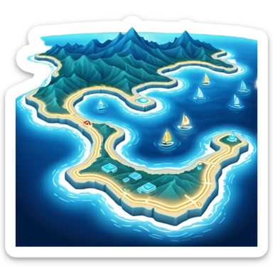 futuristic sea map  a route  sticker