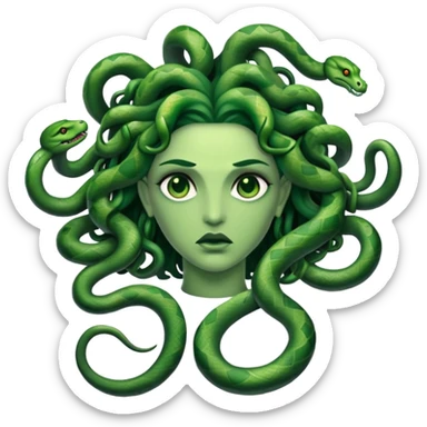 medusa turning herself to stone by her snakes looking at her  sticker