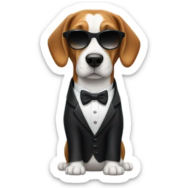 Beagle wearing sunglasses and tuxedo  sticker