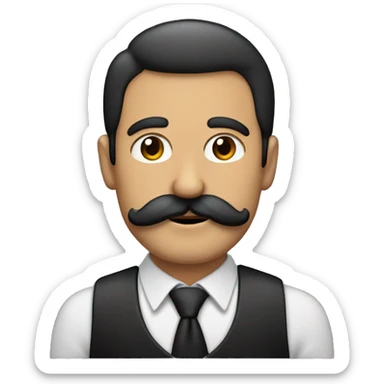 Hombre caucacico de 40 años con bigote negro y unas canas en las cienes sticker