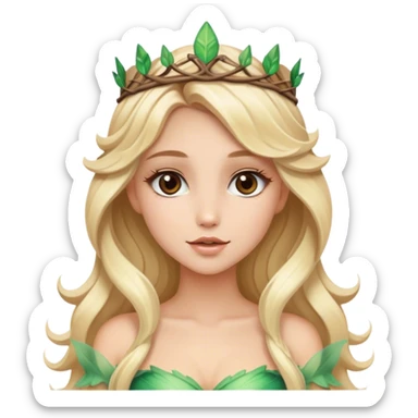 Luxury blonde model, brown eyes, soft sleek wavy hair, woodland fairy princess sticker
