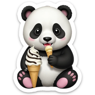 Panda eating ice cream sticker