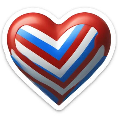 heart with blue red and white stripe sticker