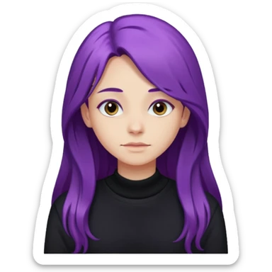 faz menos gótica mas com cabelo roxo comprido e camisola preto sticker