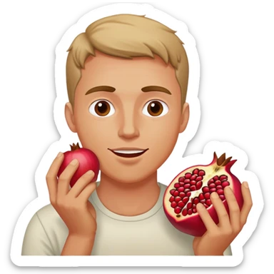a white man eating pomegranate  sticker