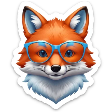 Sly handsome fox with blue tinted sunglasses sticker