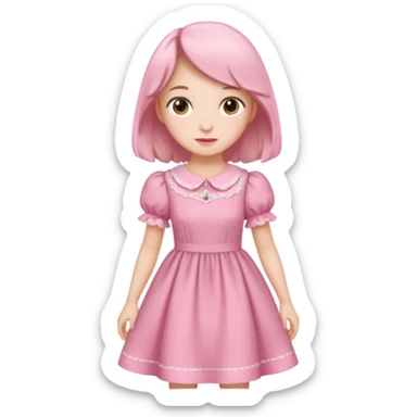 Cottagecore style ultra cute vintage material pink dress sticker