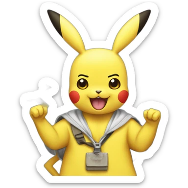 Picachu con bantman sticker