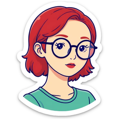 Girl with red hair and round glasses sticker