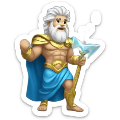zeus, king of the gods holding a lighting bolt sticker