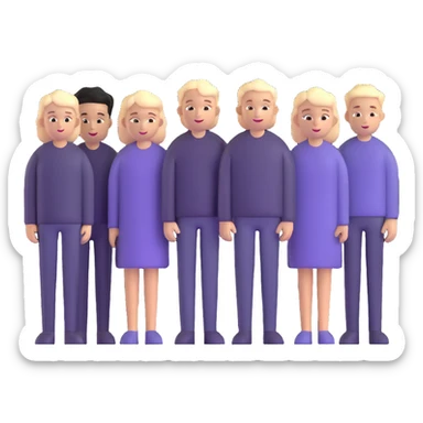 five white people standing together in a team sticker