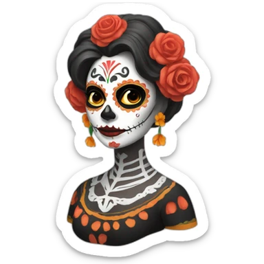 día de los muertos woman sticker