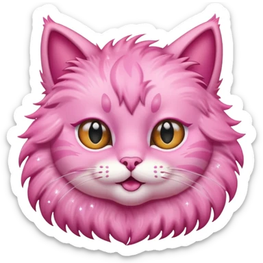 pink cat with glitter winking its right eye sticker