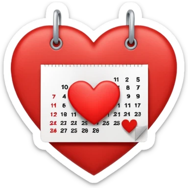 calendar page with a heart symbol sticker