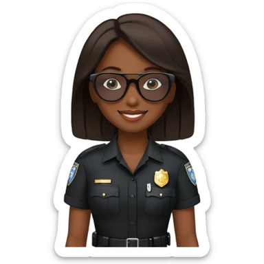 woman police wearing black dress with sun glasses sticker