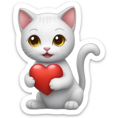 cat holding heart sticker