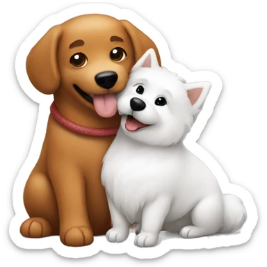 Samoyed hugging a dachshund sticker