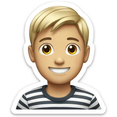 smiling boy in striped shirt sticker