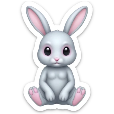 full body cute humanoid peacefull alien furry bunny with 6 legs and eye stalks sticker