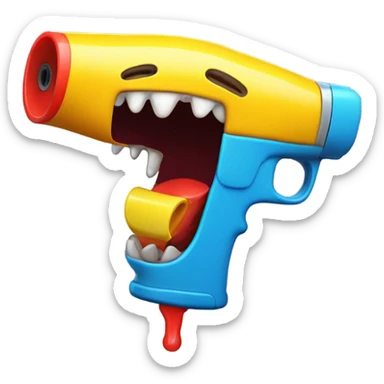 Open mouth with squirt gun in it sticker
