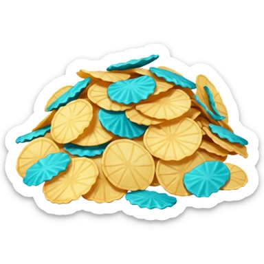 full turquoise colored potato chips sticker