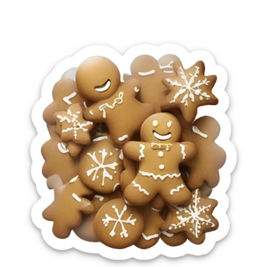 Realistic glass cookie jar with light white lid full of gingerbread cookies isolated.  sticker