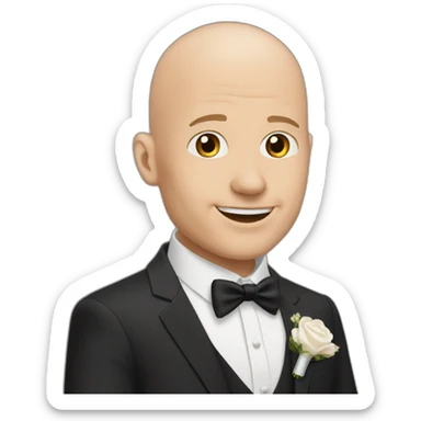 bald barry tegg at wedding sticker