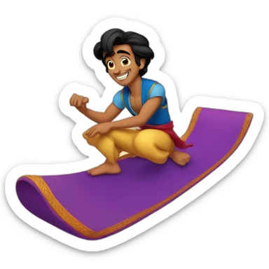 Aladdin on his magic carpet sticker