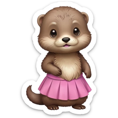 baby otter wearing a pink skirt sticker