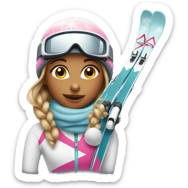 Cute skiing girl sticker