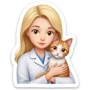 cat cuddles veterinarian girl sticker