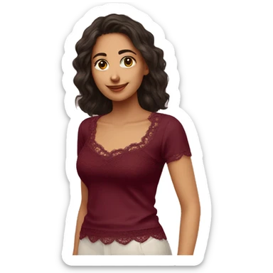 Cute burgundy top with lace  sticker